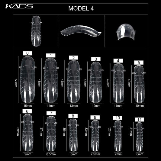 KADS 120PCS Clear Full Cover Dual Nail System Form UV Gel Acrylic Nail Art Mold Artificial Nail Tips with Scale for Extension (MODEL 4)