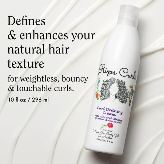 Rizos Curls Curl Defining Cream for Wavy, Curly, Coily Hair – Frizz Control, Defines, Softens, Moisturizes, Adds Shine for 1a–4c Hair Types – Sulfate & Paraben