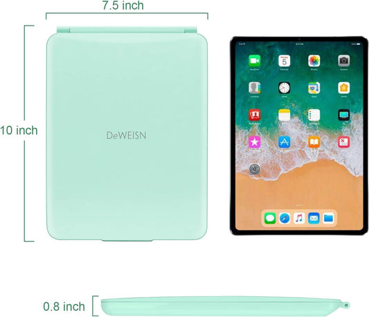 deweisn Folding Travel Mirror Lighted Makeup Mirror with 72 LEDs 3 Colors Light Modes, USB Rechargable, Portable, Ultra Thin, CompactVanity Mirror with Touch Screen Dimming for Cosmetic (Green)