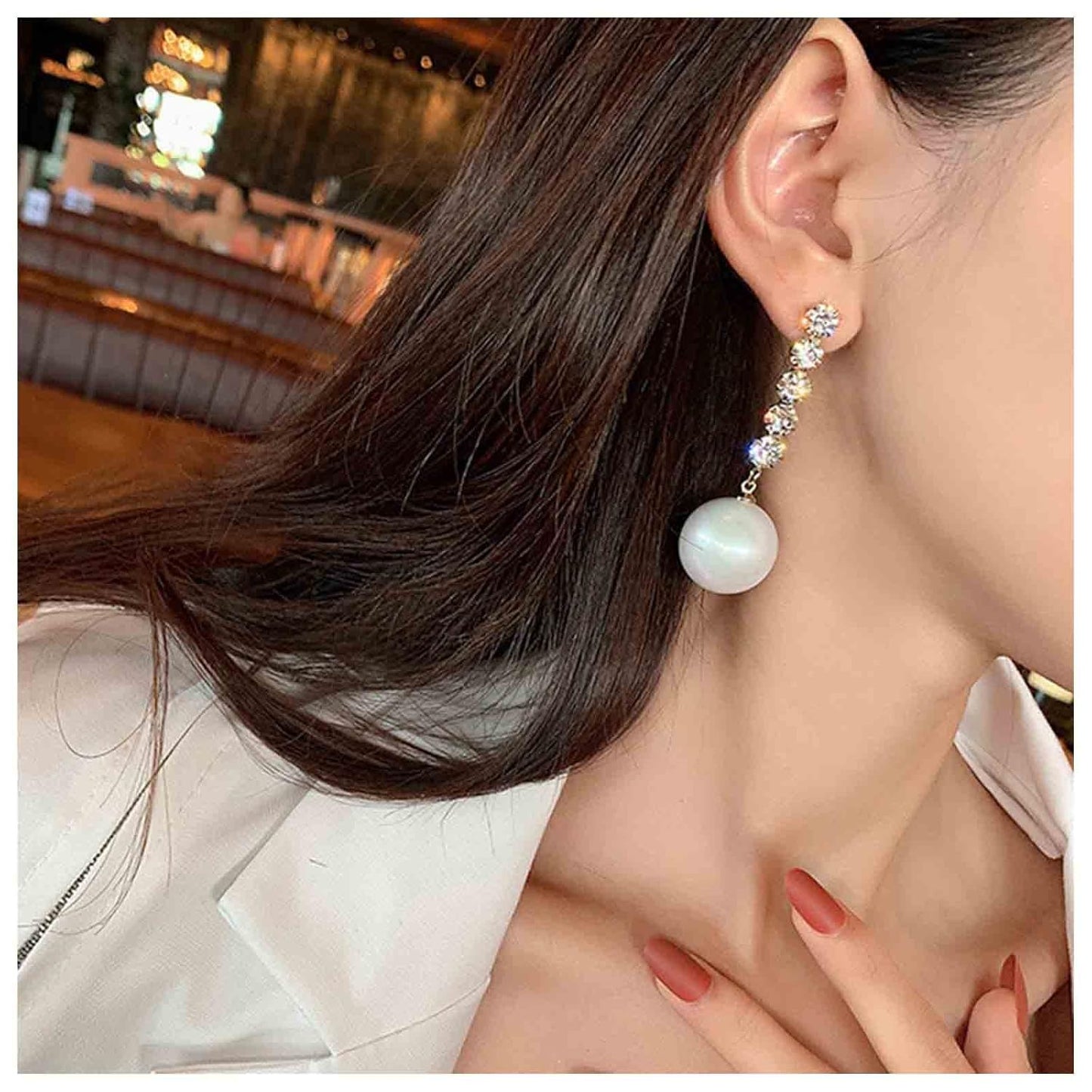 Vintage Pearl Drop Earring Gold Rhinestone Diamond Stud Earrings Cubic Crystal Earrings Wedding Pearl Earrings Jewelry for Women and Girls