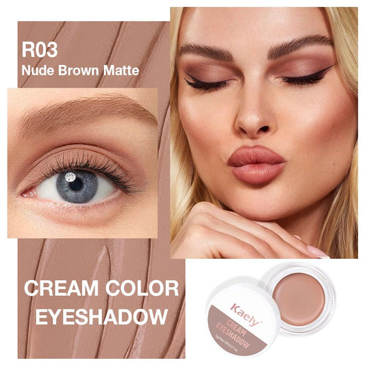 Kaely Single Cream Eyeshadow Pot, Nude Brown Matte Eye Shadow for Older Women High Pigmented Waterproof, Natural Eyeshadow Palette Makeup Brightener, sombras en crema para ojos, Blendable, R03