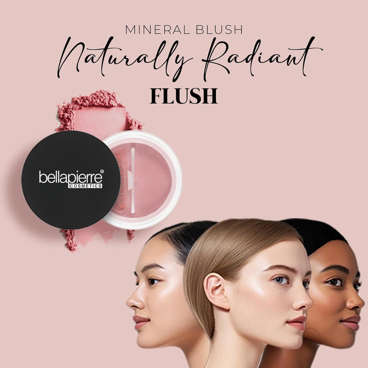 Bellapierre Mineral Blush – Loose Powder Blush, Lightweight Cheek Color, Warm Dewy Finish, Talc-Free, Hypoallergenic & Non-Toxic – 0.3 oz – Amaretto