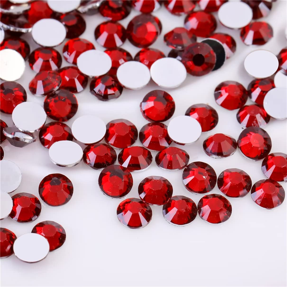 3000 Pieces SS6 2mm Flatback Rhinestones Clear Glass Round Gems Crystals for Nail Art DIY Crafts Clothes Shoes Bags （Dark Red）