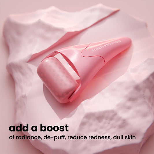 ROSELYNBOUTIQUE Ice Roller for Face Wrinkles Fine Lines Puffiness Stick Massager Facial Skin Care Tools Self Care Gifts for Men Women (Pink)