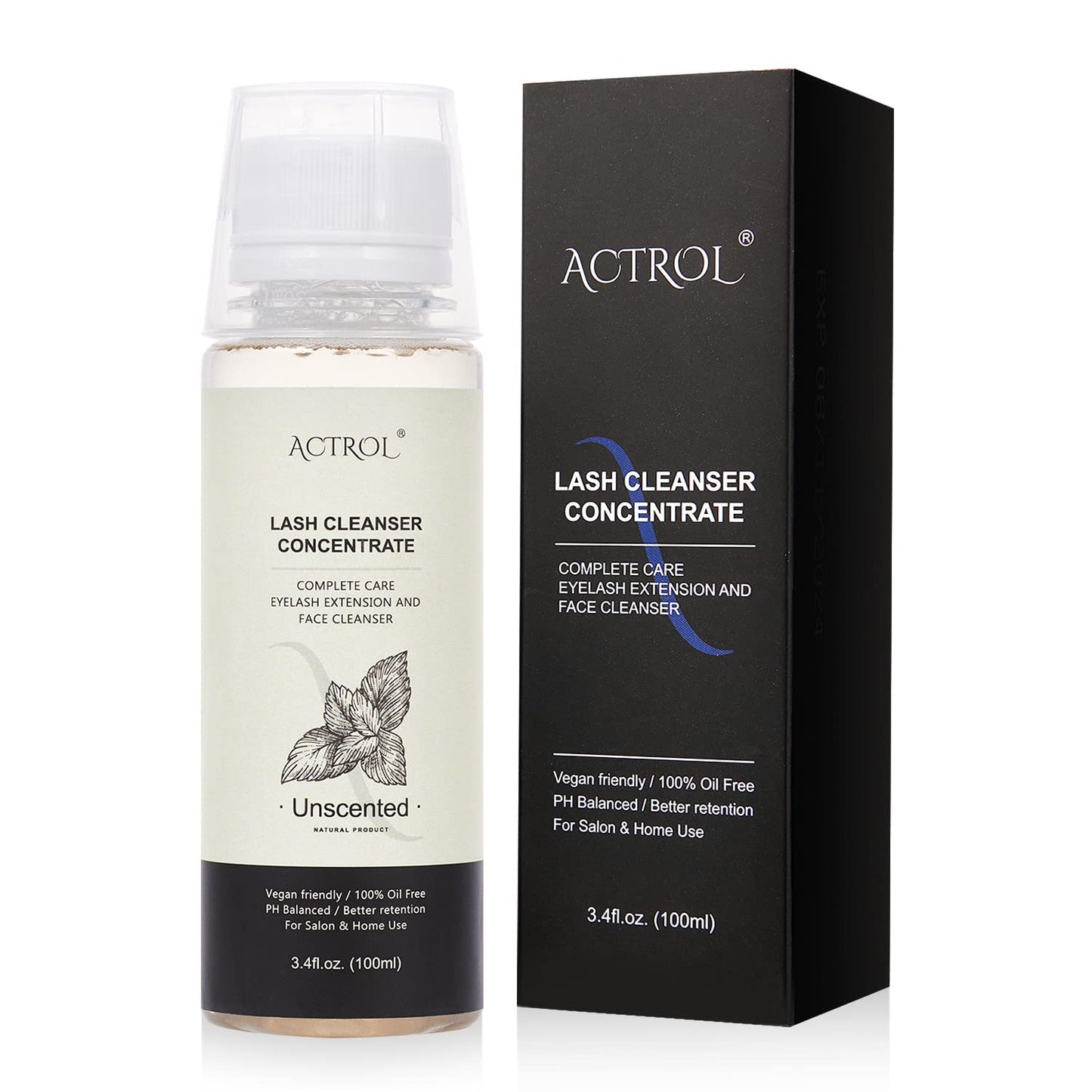 Eyelash Shampoo Concentrate 100ml Lash Extensions Cleanser Concentrate Unscented Natural Foaming Shampoo DIY Wash for Extensions Lashes with Salon Home Care-Makes 60ml Bottles