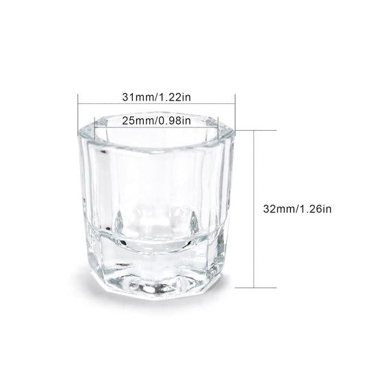 2Pcs Nail Art Dappen Dish Cups for Acrylic Liquid and Powder Clear Glass Nail Bowl Acrylic Powder Holder Nail Liquid Cup Acrylic Glass Jar Crystal Bowl for Nails