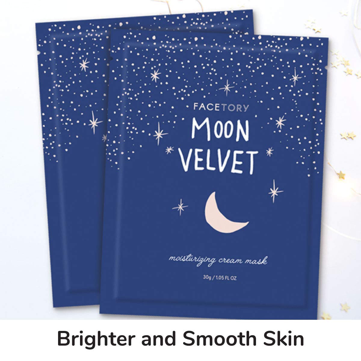 FACETORY FaceMasks Mask Skin Care – MOON VELVET Face Masks Skin Care with Sodium Hyaluronate & Shea Butter | Face Mask Spa Moisturizing Treatment (10 Pack)