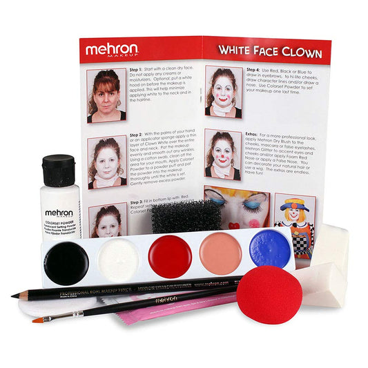 Mehron Makeup Premium Character Kits| Makeup Kits for Halloween & Cosplay| Made in the USA | Complete Makeup Kit | Includes all Makeup, Tools, & Instructions on How to Create the Look | (Clown)