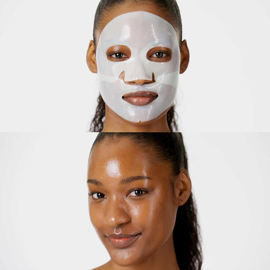 THE FACE SHOP Vita-Toning Vegan Collagen Face Mask, Korean Glass Skin Essential, Hydrogel Mask for Moisturizing & Skin Elasticity, Improves Uneven Tone, 4EA