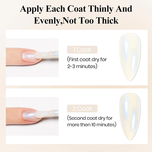 Nail Polish Quick Dry, Mermaid Shimmer Nail Lacquer Pearl White, Blue Aurora Effect, Air Dry Fast Fingernail And Toenail Polish Nail Pigment Natural Color Nail Concealer Polish, 12ML