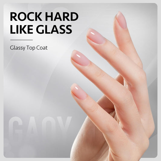 GAOY Gel Top Coat, Nail Glue Gel and Base Coat Set, 3 Pcs 16ml Clear Glossy No Wipe Combination for UV Light Cure