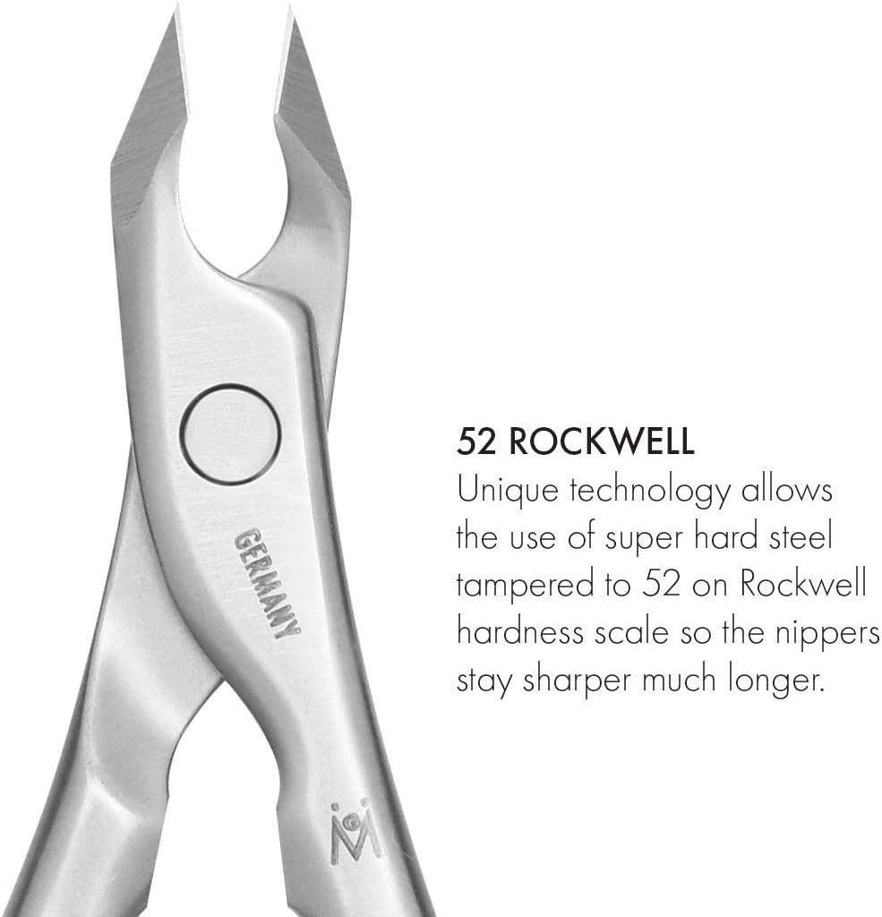 GERMANIKURE Tapered Professional Cuticle Trimmer - 1/4 Quarterl Jaw Nipper - Ethically Made in Germany - FINOX Stainless Steel Sharp Cuticle Remover in Leather Case – Manicure Tool, r153, 3mm