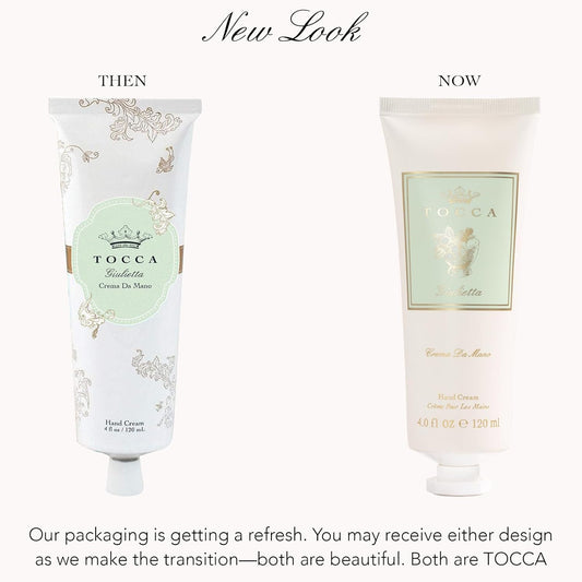 Tocca Crema de Mano Luxe, Giulietta Hand Cream, 4 oz - Pink Tulips, Green Apple, Vanilla Orchid - Moisturizing, Quick Absorbing