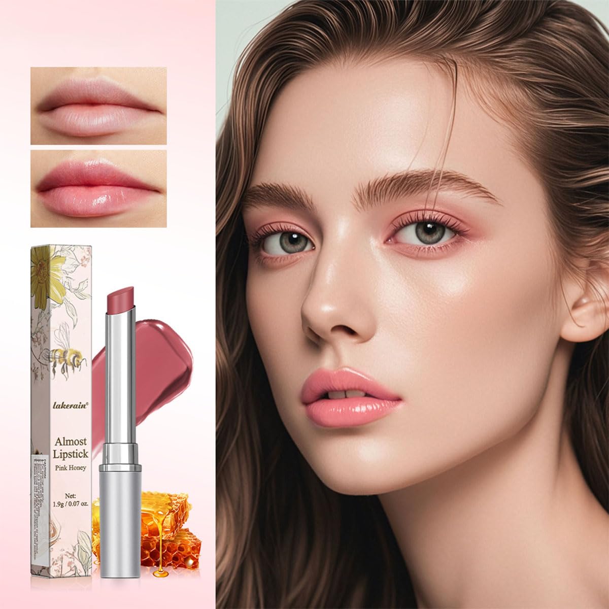 2PCS Honey Lipstick Tinted Lip Balm,Black and Pink Lipstick,Hydrating Natural Glossy Sheer Black Lip Balm,Moisturizing Makeup Lip Care for Repairing Dry Lips