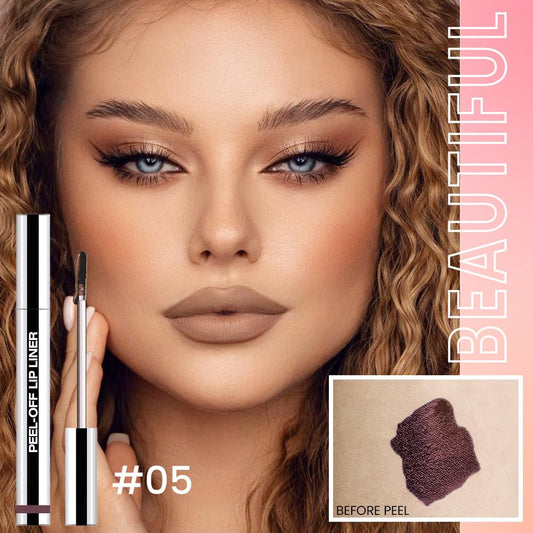 Peel Off Matte Liquid Lip Gloss Stain-Lip Liner with Tweezer, Dark Brown Peel Off Lip Stain, Long Lasting & Waterproof Lipstick Tattoo, Transfer-Proof Lip Gloss for All Skin Types (05#, 1Pcs)