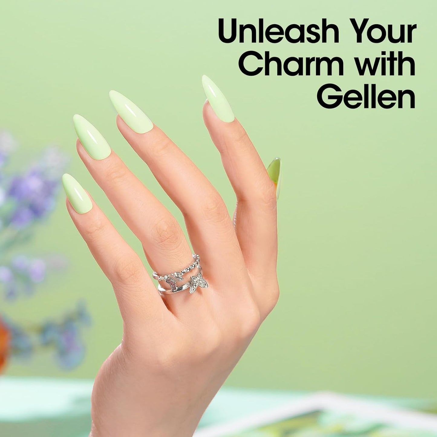 Gellen Green Gel Nail Polish, Mint Green Gel Polish Pastel Green Nail Polish Gel Light Green Soak Off U V LED Nail Lamp Gel Polish Home Salon Nail Art DIY Manicure Gift for Women Gilrs, 0.61 Fl Oz