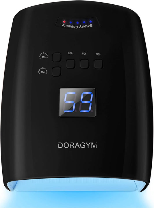 UV LED Nail Lamp, Cordless Gel Polish Dryer for Professional Gel Manicures - Black