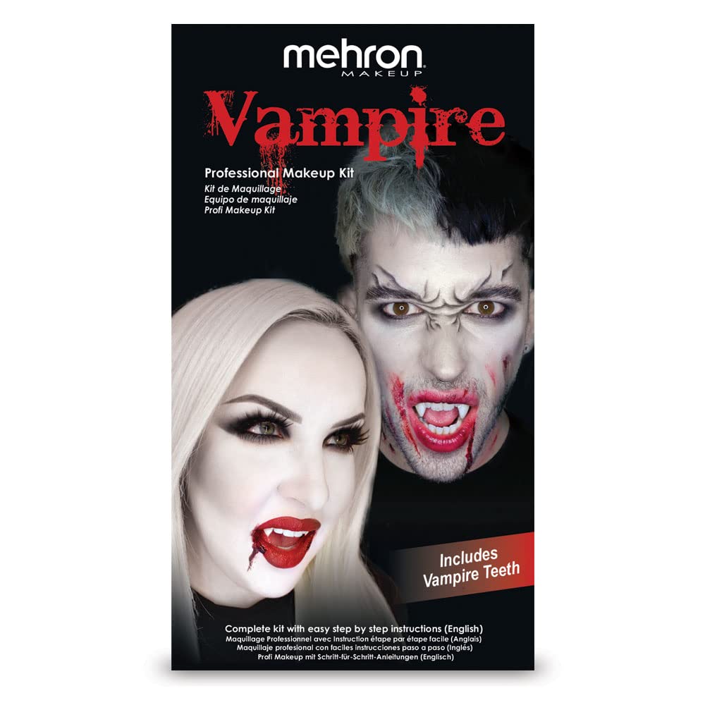 Mehron Makeup Premium Character Kits| Makeup Kits for Halloween & Cosplay| Made in the USA | Complete Makeup Kit | Includes all Makeup, Tools, & Instructions on How to Create the Look | (Vampire)