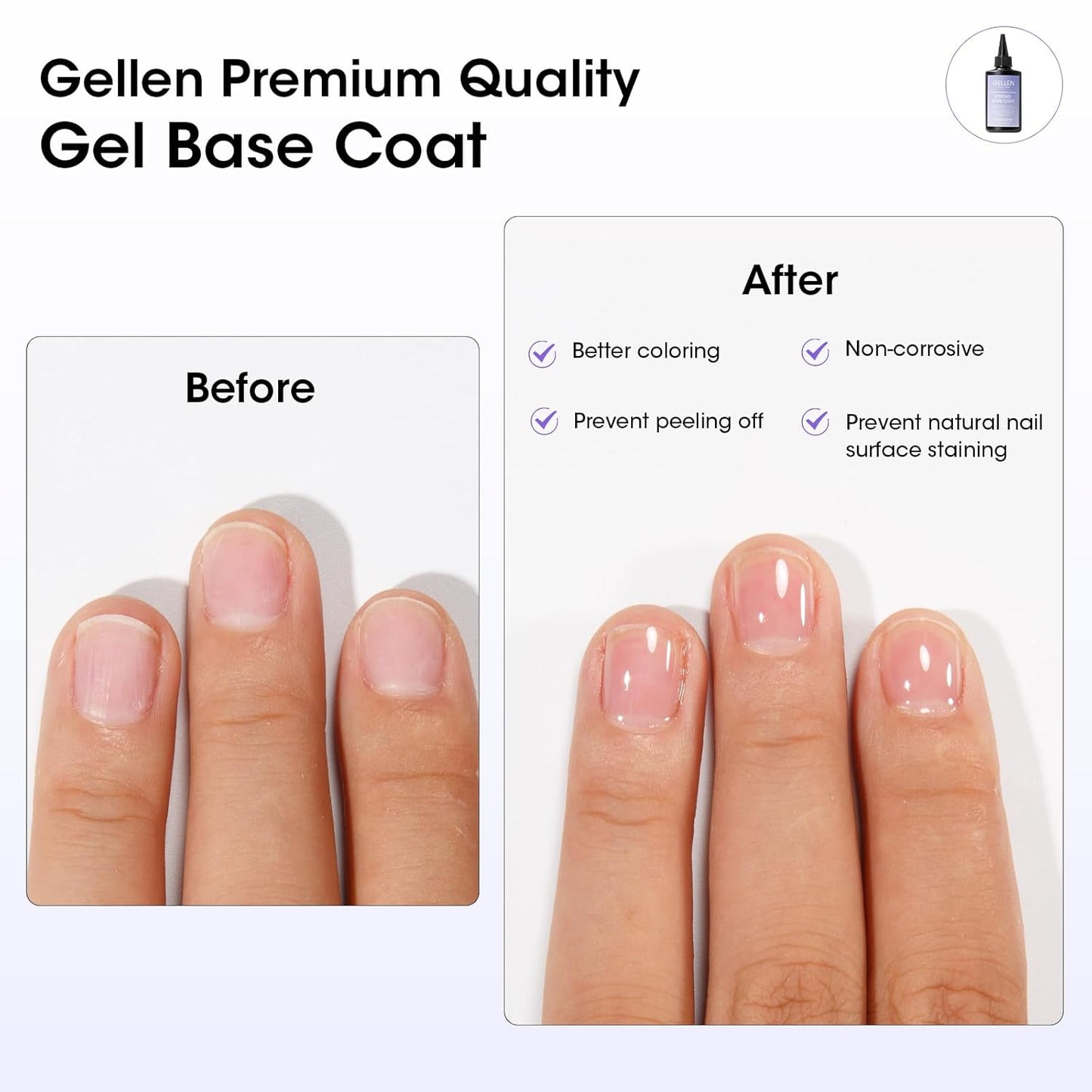 GELLEN 100ml Base Coat Gel Polish Soak Off U V Light Cured High Capacity Base Coat Gel Nail Polish for Salon