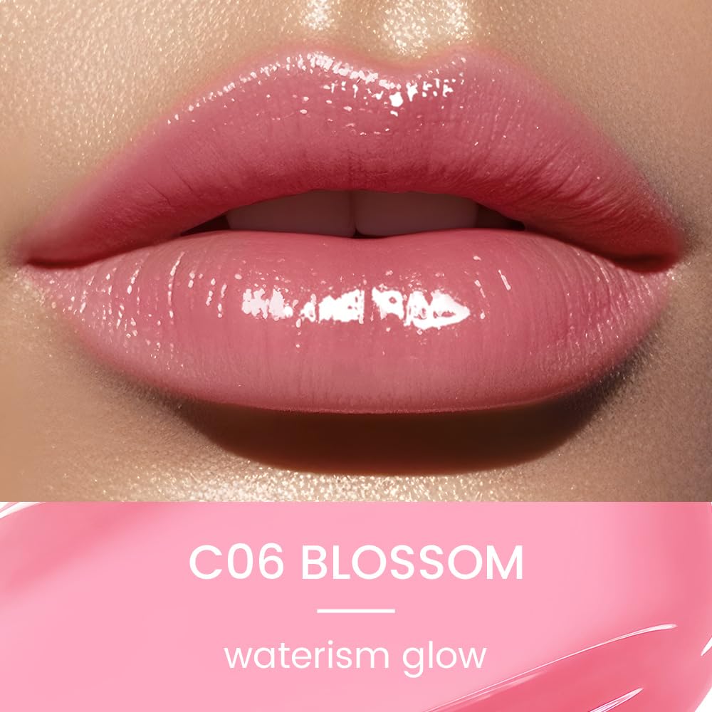 CATKIN Glossy Lip Balm Ultra Hydating Glow Lip Tinted Jelly Plump Melting Balm Shea Butter Repair Soothing For Dry Lips Dewy Finished 0.12 oz 2pcs Set 03