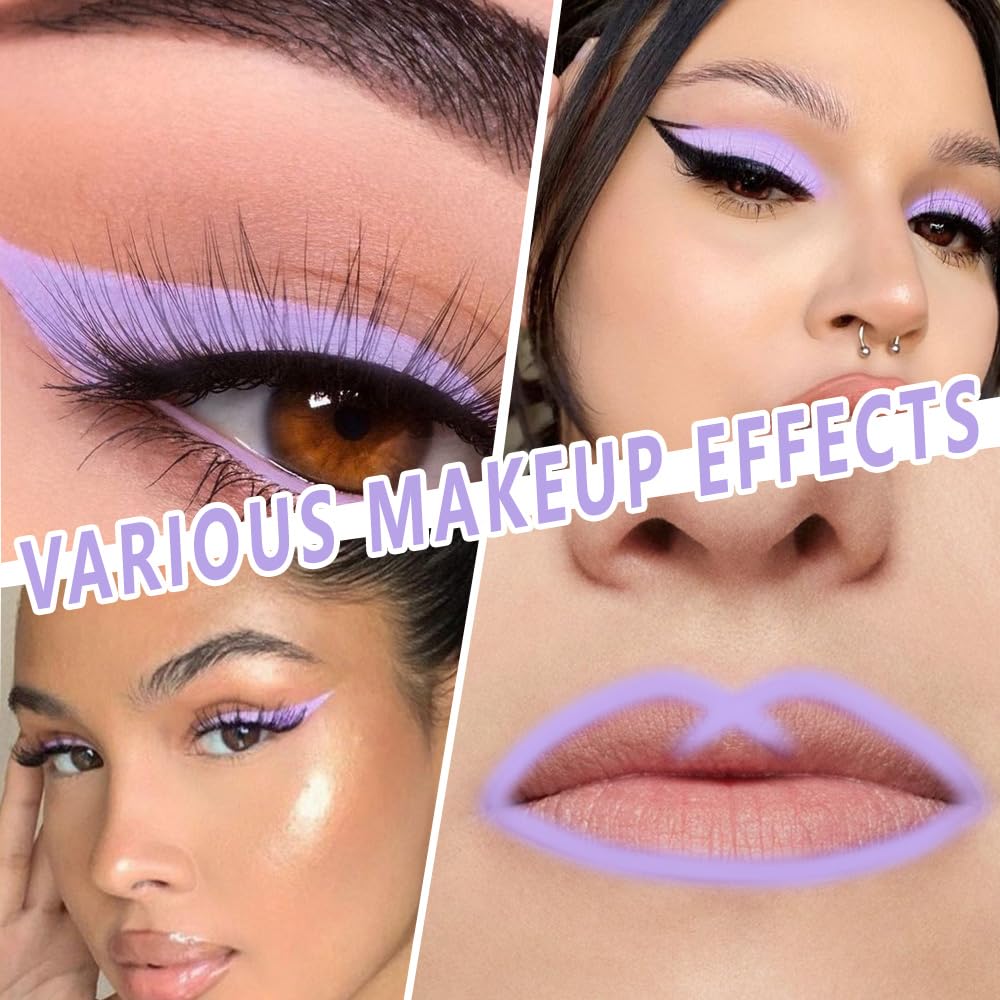 evpct Light Purple Eyeliner Pencil for Eyes, Voilet Purple Colored Eye Liner Pencil Makeup Waterproof Smudge Proof, Colored Gel Waterline Eyeliner Liquid Face Eye Paint Stick Lipstick Halloween Makeup