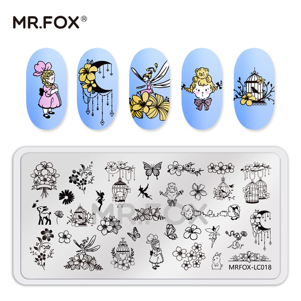 MR.FOX Nail Stamping Plate Set, 5Pcs Nail Art Stamp Kit Templates for Women with Plenty of Images