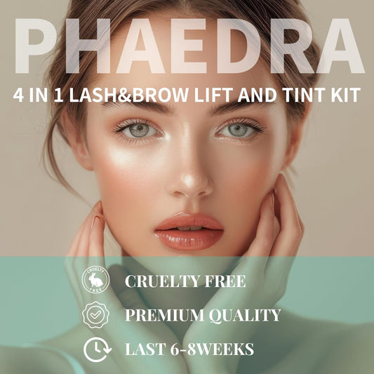 Lash Lift and Black Color Kit, Brow Lamination Kit, Professional 4 in1 Lash and Brow Perm Kit, 6-8 Weeks Long-lasting, for DIY or Professiona Use