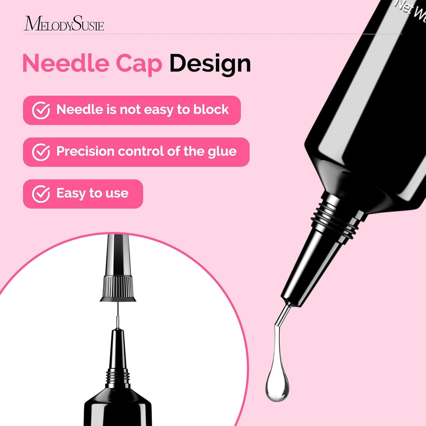 MelodySusie 15g Pinpoint Nail Rhinestone Glue for Nails Super Strong Gel for Nail Charms Gems 3D Nail Gel UV Nail Glue for Nail Art Design Nail Chrome