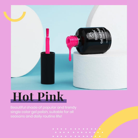 Beetles Hot Pink Gel Nail Polish 1Pcs 15ml Neon Pink Gel Nail Polish Bright Color Soak Off Uv LED Nail Lamp for Women DIY Manicure Gifts for Mom