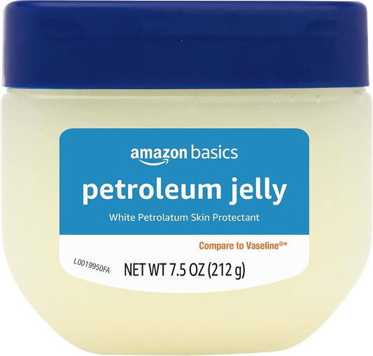 Amazon Basics Petroleum Jelly White Petrolatum Skin Protectant, Unscented, 7.5 oz, 4-Pack, (Previously Solimo)