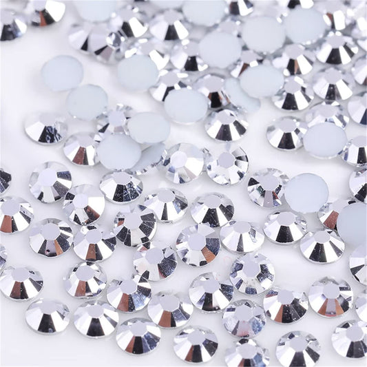 1500 Pieces SS16 4mm Flatback Rhinestones Clear Glass Round Gems Crystals for Nail Art DIY Crafts Clothes Shoes Bags （Silver）