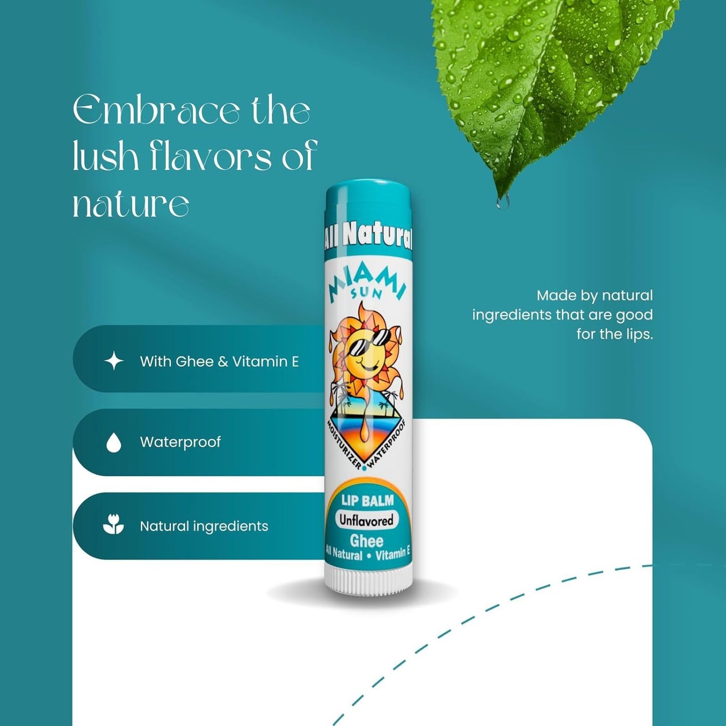 Miami Sun Natural Ghee Lip Balm, Hydrating Lip Treatment with Shea Butter & Beeswax, Organic & Non-Toxic, Best for Dry, Chapped Lips - Moisturizing, Healing, Chemical-Free Care (Gift of 40, Variety)