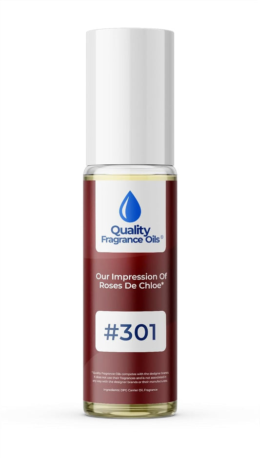 Quality Fragrance Oils' Roses de Chloe Impression #301 | Long-Lasting Perfume Oil, Alcohol-Free, Strong Scent, 10ml Roll-On | Affordable Alternative to Designer Fragrances
