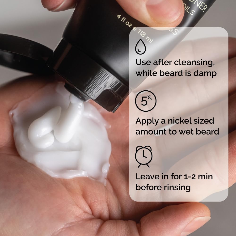 ZEUS Beard Conditioner Wash, Cleansing & Moisturizing Beard Wash with Green Tea & Natural Ingredients to Soften Beard – 8 oz. (Made in USA) Sandalwood