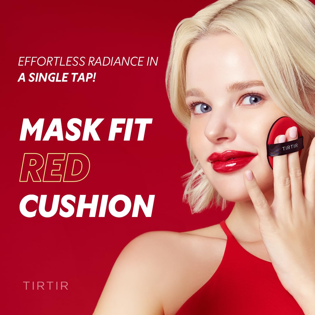 TIRTIR Mask Fit Red Cushion Foundation | Full coverage, Weightless, Skin fit, Satin Glow Finish, Korean Makeup BB Foundation, beauty, Tattoo cover up, Buildable (#21W Natural Ivory, 0.63 Fl Oz)