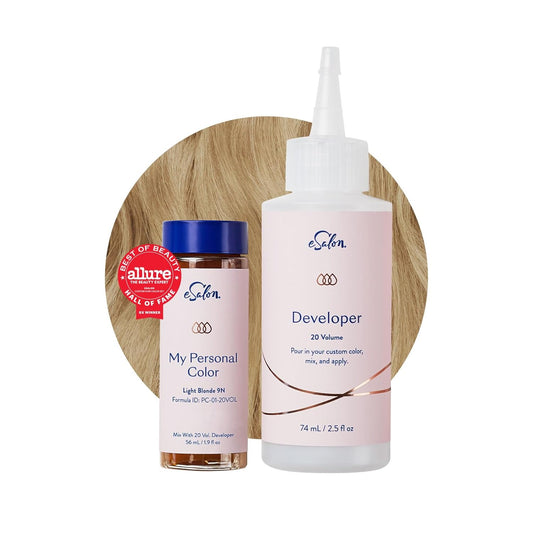 eSalon Permanent Hair Color & Hair Dye Complete Kit - Light Blonde - Personal Colorist Kit for Up To 100% Gray Coverage for All Hair Types - Professional-Grade Ammonia-Free Hair Dye