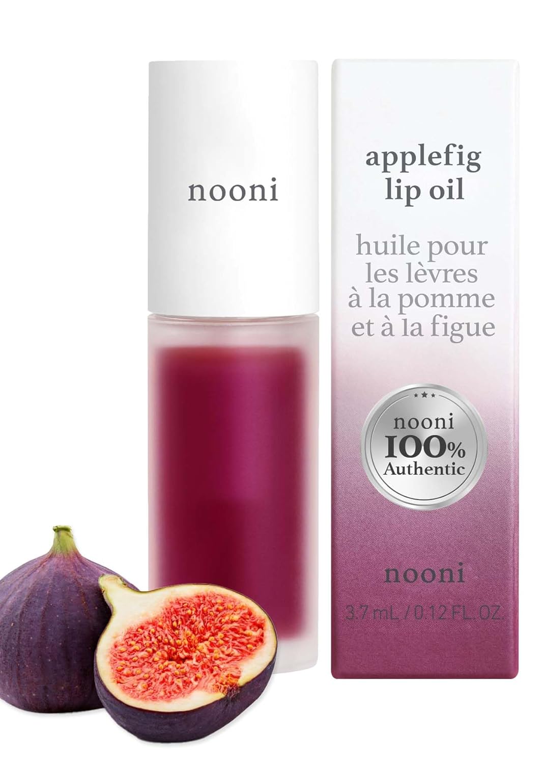 NOONI Korean Vegan Lip Oil - Applefig, 0.12 Fl Oz + Korean Lip Oil - Applecherry, 0.12 Fl Oz Bundle