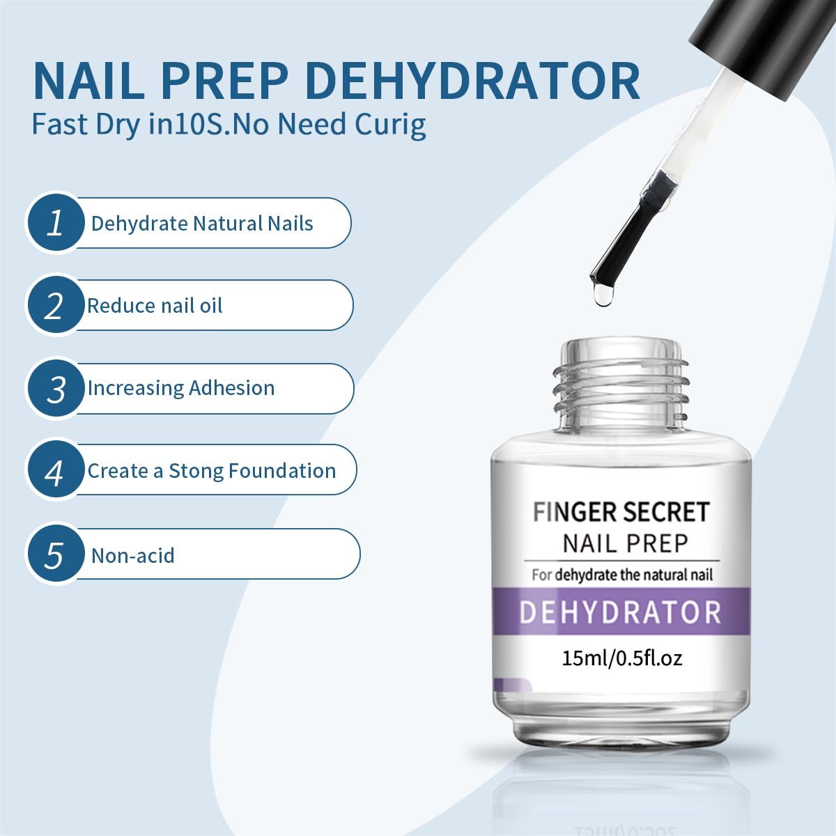 Nail Primer and Dehydrator-Professional Nail Prep Dehydrator and X-Strength Primer Set, Non-acid Air dry nail prep kit, No Burn Fast Air Dry, For Natural Nail & UV Gels.