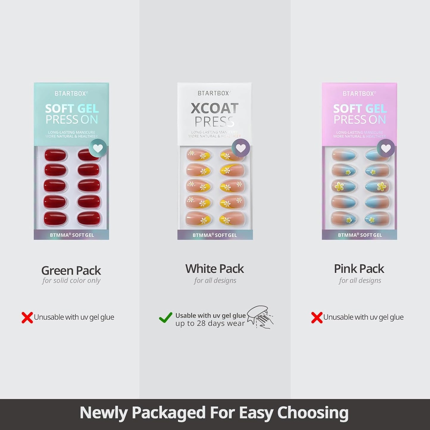 BTArtbox Almond Press On Nails Medium - Lamp-Curable Metallic French Tip Cat Eye Press On Nails with Glue for Women, Soft Gel Glue On Nails in 15 Sizes - 30 Stick On Nails Kit, Silver Storm