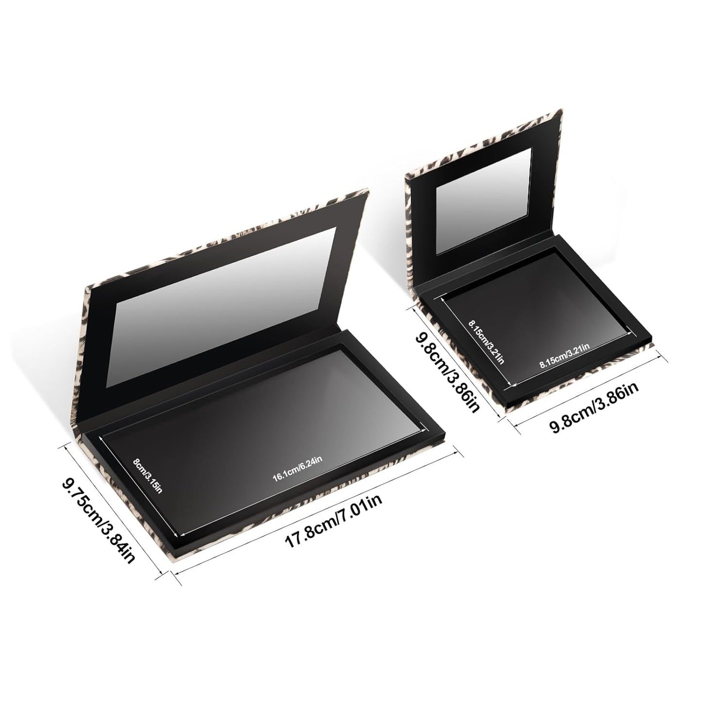2 Packs Leopard Magnetic Makeup Palette Empty with Spatula and Metal Stickers, 18-pan and 9-pan Empty Eyeshadow Palette for Travel, DIY