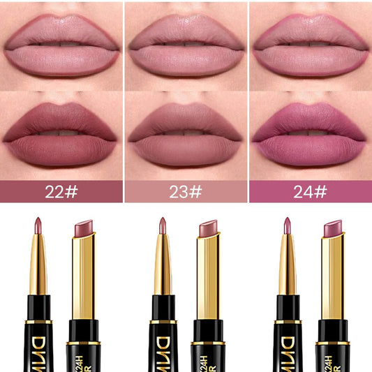 evpct 3Pcs Matte Lip Liner and Lipstick Combo Set Kit for Women, Light Plum Rose Mauve Nude Beige Brown Magic Neutral Lipstick 24 Hours Original Lips Liner Pencil Stain Long Lasting Waterproof