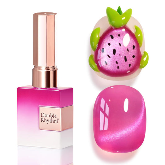 Double Rhythm 0.5 OZ Cat Eye Gel Polish with Magnet 15ML Same Color Same Bottle Holographic Glitter Shimmer Translucent Jelly Color Magnetic Polish (Glass Purple-MC1244)