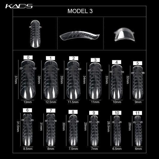 KADS 120PCS Clear Full Cover Dual Nail System Form UV Gel Acrylic Nail Art Mold Artificial Nail Tips with Scale for Extension (MODEL 3)