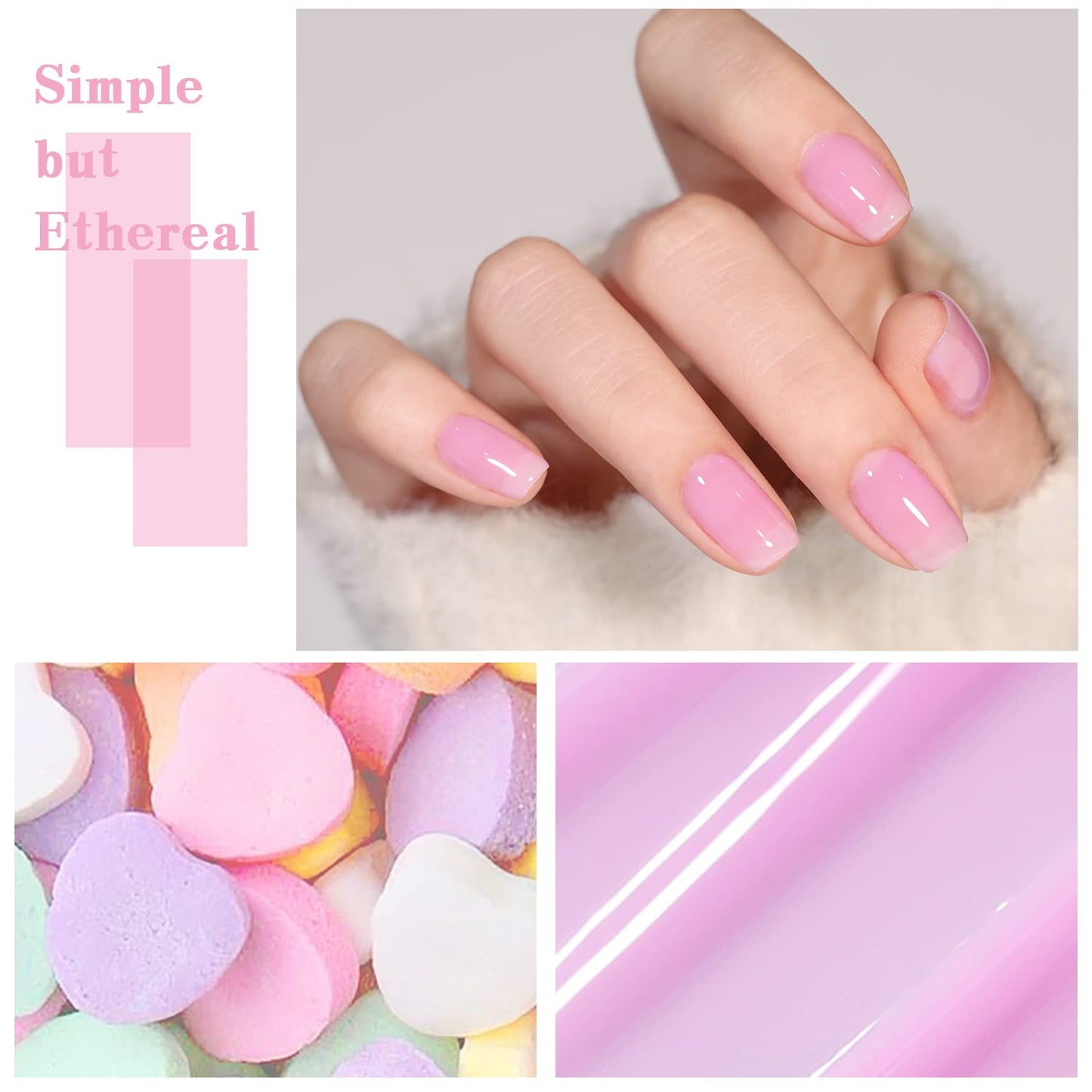 Jelly-Pastel Gel Nail Polish Set - 10 Pcs Pink Nude Gel Polish Set with Summer Yellow Blue Colors - DIY Soak Off Nail Lamp - Easter Decoration Gifts for Women - Manicure Kit