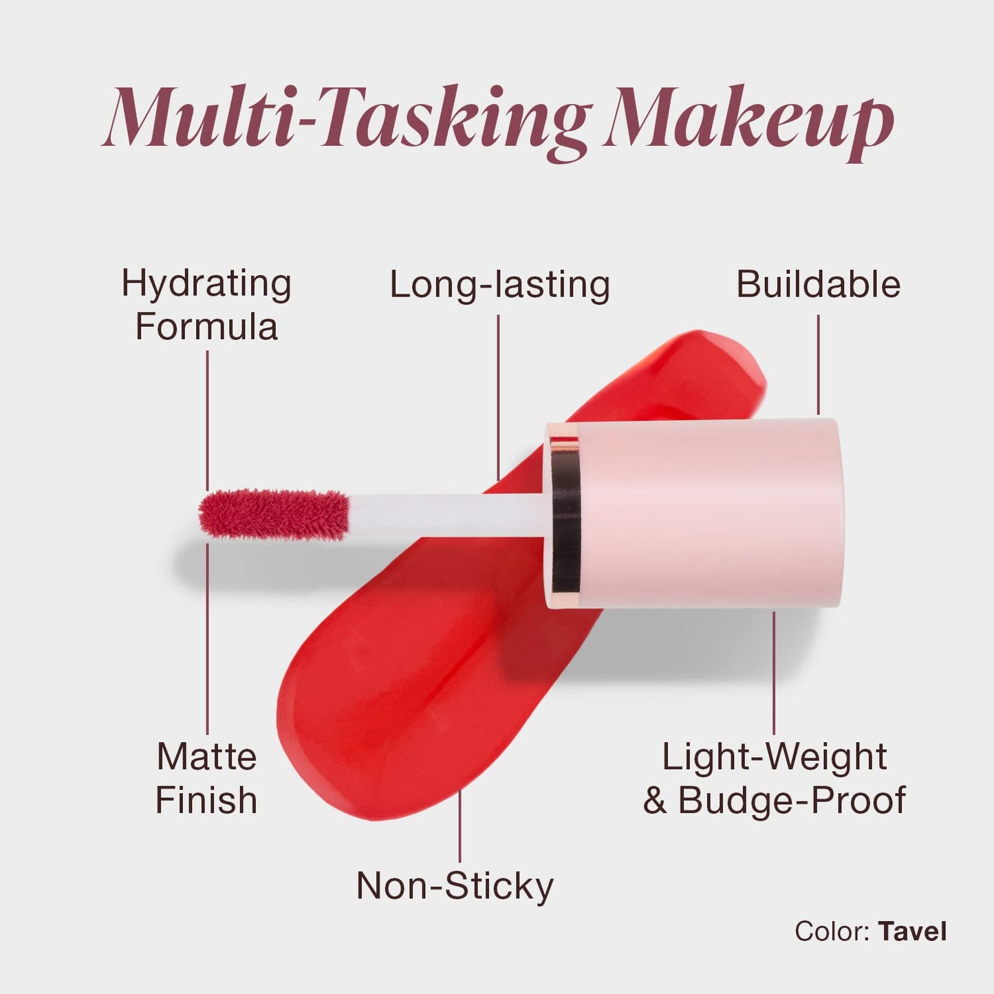 Mineral Fusion 2-in-1 Lip & Cheek Stain Tavel, 0.10 fl oz, Vibrant Coral hydrating, long-lasting, matte lip and cheek color