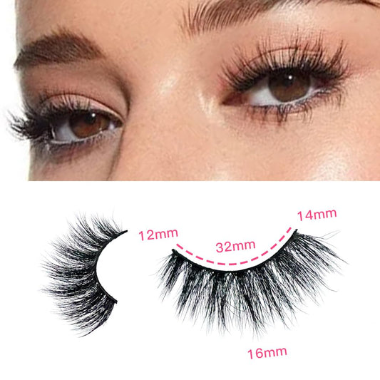 False Eyelashes 48 Pairs Faux Mink Lashes 14mm Wispy Lashes 3D Fluffy Cat Eye Lashes Pack Bulk Wholesale Strip Lashes(style 48-032)