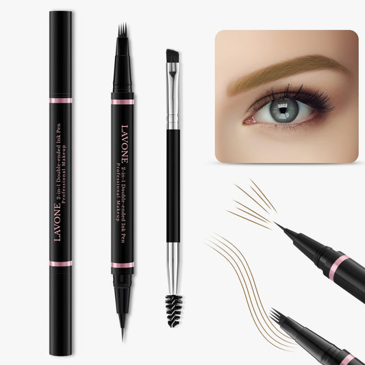 Eyebrow Pencil Makeup Kit, with Waterproof 2-IN-1 Microblading Eyebrow Pen, Eyebrow Pomade, Eyeliner and Dual-ended Eyebrow Brush, Brow Pencil Kit for Natural Eyebrows - Auburn