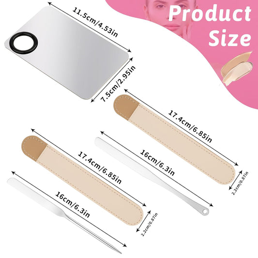 Makeup Mixing Palette, 5 Piece Set Makeup Palette Tray, Foundation Mixing Palette with Stir Stick, Spatula for Foundation Eye Shadow Lipsticks