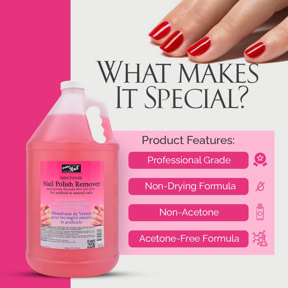 PRONAIL - Non-Acetone Nail Polish Remover Professional, Maximum Strength, 1 Gallon