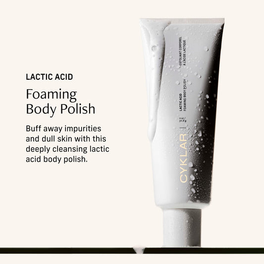 Lactic Acid Foaming Body Polish – Exfoliating Body Wash with Chemical & Physical Smoothers – Includes Glycerin Hydration, Mandelic Acid & Volcanic Pumice. Fragrance-Free, 11 fl oz